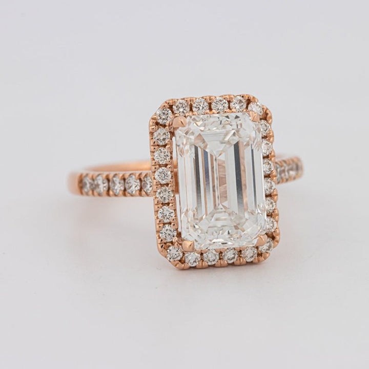 4 CT Emerald Cut Halo Pavé Solitaire (LG) - ZIZOV DIAMONDS