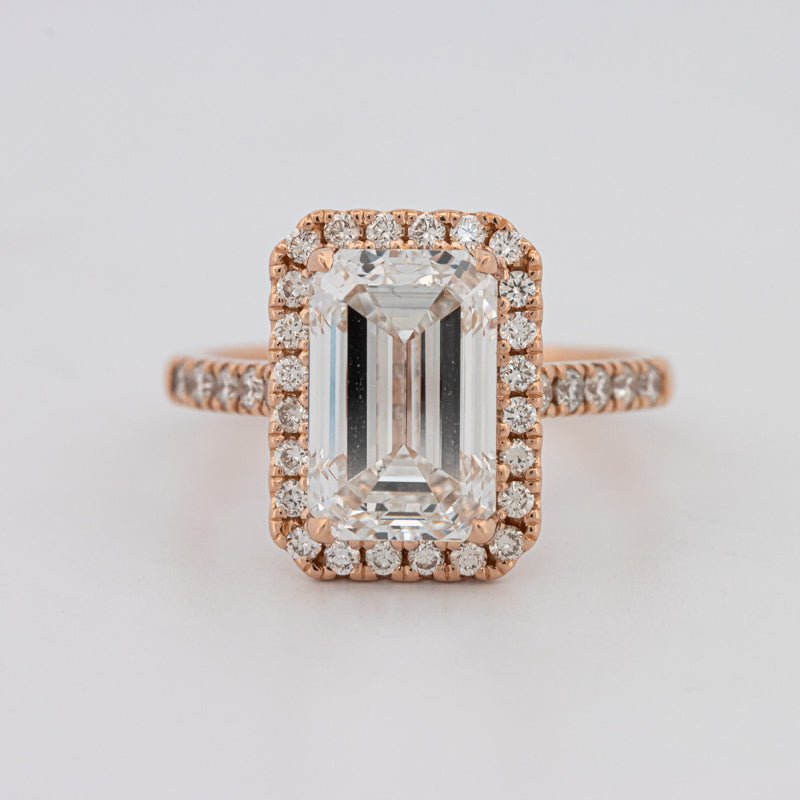 4 CT Emerald Cut Halo Pavé Solitaire (LG) - ZIZOV DIAMONDS