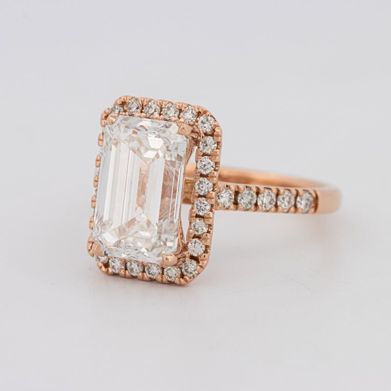 4 CT Emerald Cut Halo Pavé Solitaire (LG) - ZIZOV DIAMONDS
