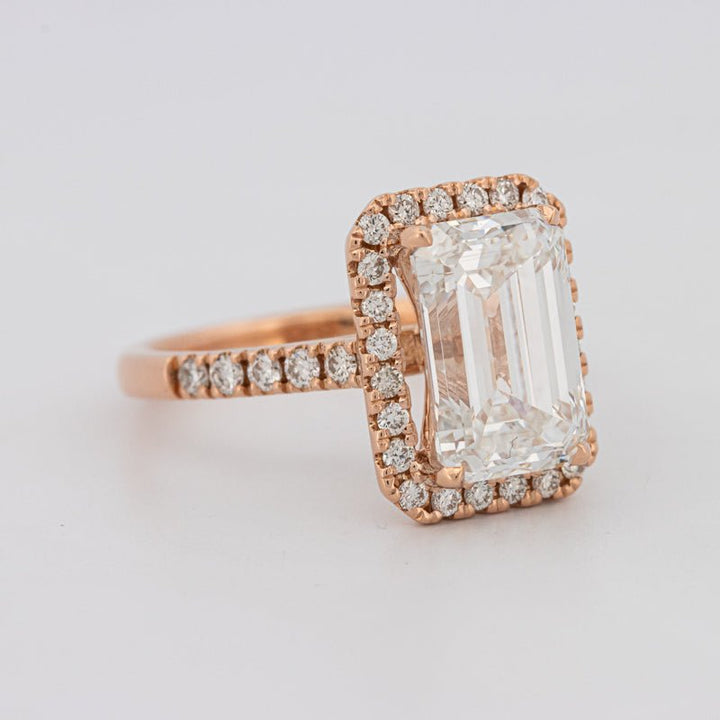 4 CT Emerald Cut Halo Pavé Solitaire (LG) - ZIZOV DIAMONDS