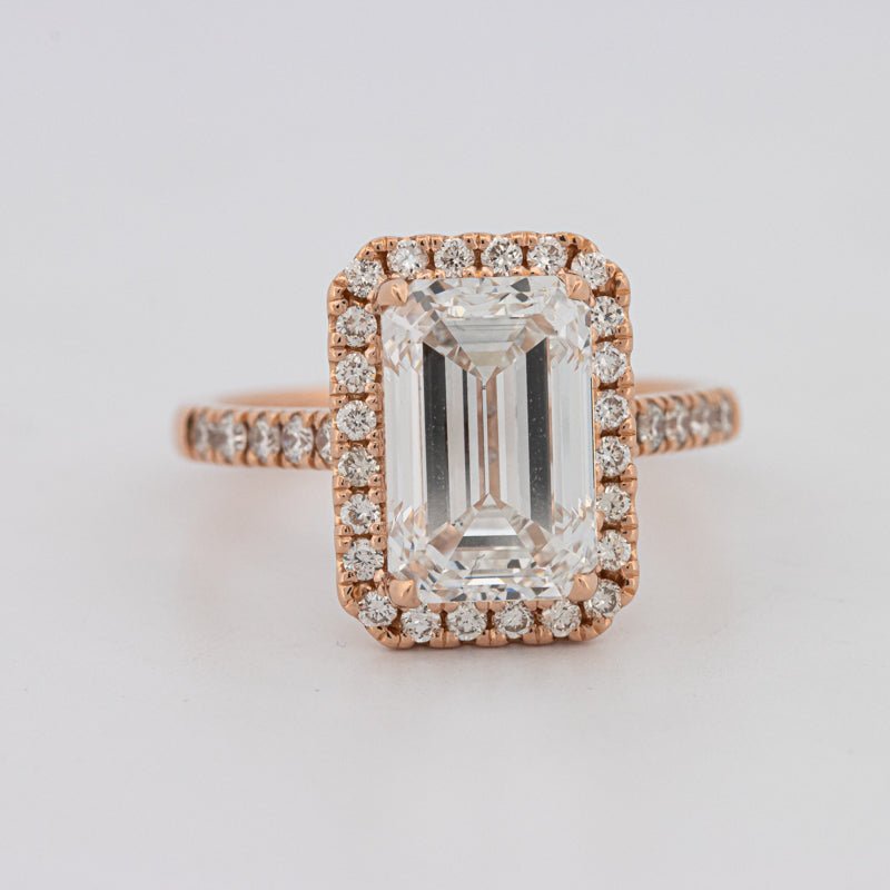 4 CT Emerald Cut Halo Pavé Solitaire (LG) - ZIZOV DIAMONDS