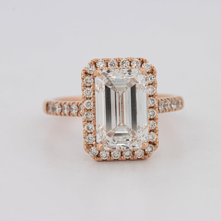 4 CT Emerald Cut Halo Pavé Solitaire (LG) - ZIZOV DIAMONDS