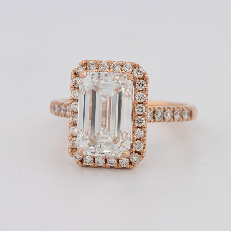 4 CT Emerald Cut Halo Pavé Solitaire (LG) - ZIZOV DIAMONDS