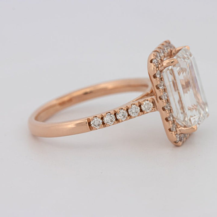 4 CT Emerald Cut Halo Pavé Solitaire (LG) - ZIZOV DIAMONDS
