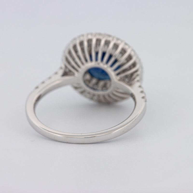 4.14 CT Round Blue Sapphire Pave Ring - ZIZOV DIAMONDS