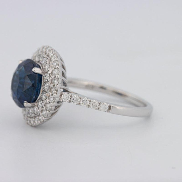 4.14 CT Round Blue Sapphire Pave Ring - ZIZOV DIAMONDS