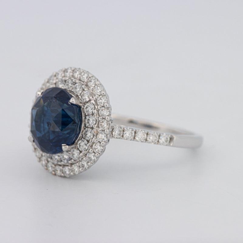 4.14 CT Round Blue Sapphire Pave Ring - ZIZOV DIAMONDS