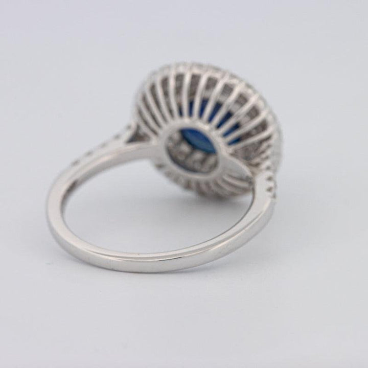 4.14 CT Round Blue Sapphire Pave Ring - ZIZOV DIAMONDS