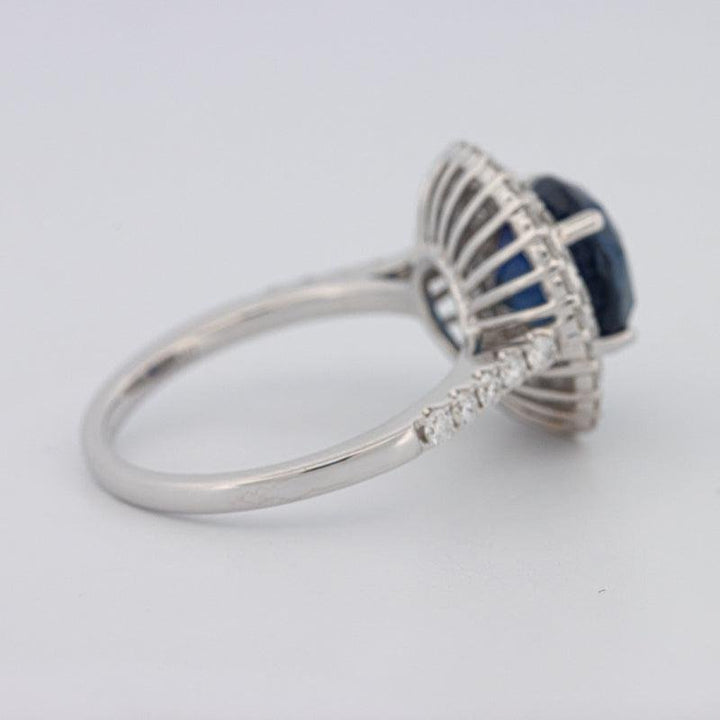 4.14 CT Round Blue Sapphire Pave Ring - ZIZOV DIAMONDS