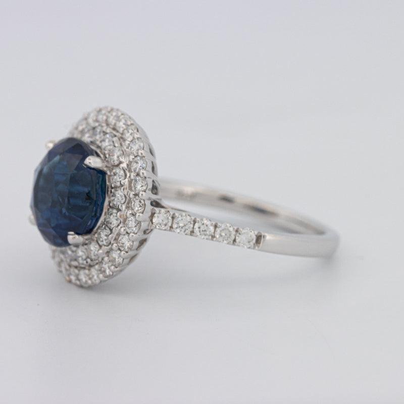 4.14 CT Round Blue Sapphire Pave Ring - ZIZOV DIAMONDS