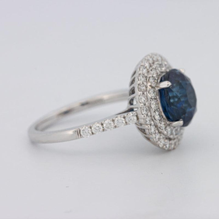 4.14 CT Round Blue Sapphire Pave Ring - ZIZOV DIAMONDS