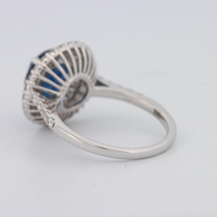 4.14 CT Round Blue Sapphire Pave Ring - ZIZOV DIAMONDS