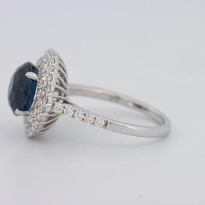 4.14 CT Round Blue Sapphire Pave Ring - ZIZOV DIAMONDS