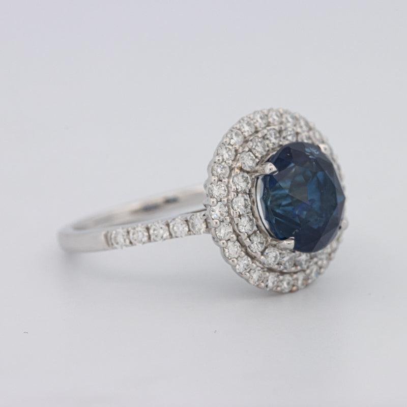 4.14 CT Round Blue Sapphire Pave Ring - ZIZOV DIAMONDS