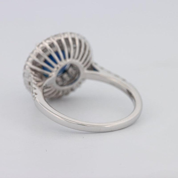 4.14 CT Round Blue Sapphire Pave Ring - ZIZOV DIAMONDS