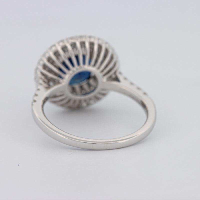 4.14 CT Round Blue Sapphire Pave Ring - ZIZOV DIAMONDS