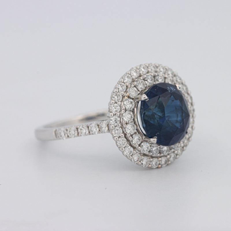 4.14 CT Round Blue Sapphire Pave Ring - ZIZOV DIAMONDS