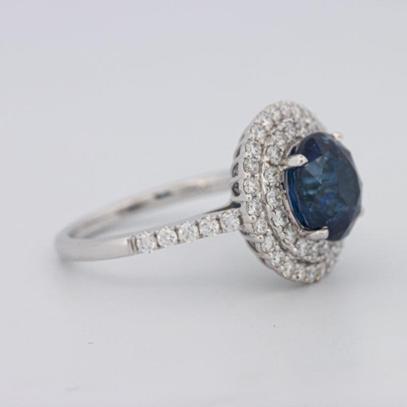 4.14 CT Round Blue Sapphire Pave Ring - ZIZOV DIAMONDS