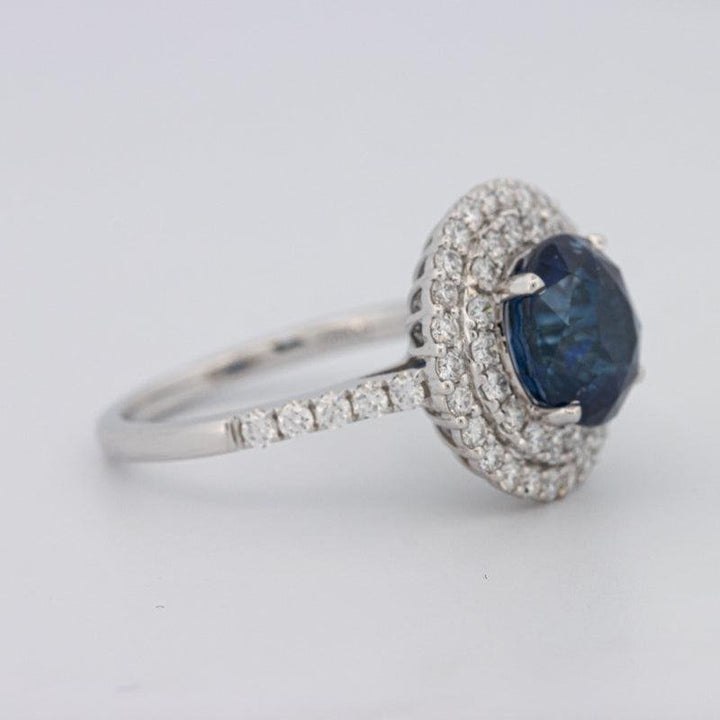 4.14 CT Round Blue Sapphire Pave Ring - ZIZOV DIAMONDS