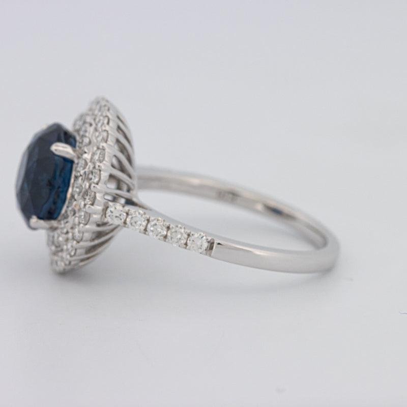 4.14 CT Round Blue Sapphire Pave Ring - ZIZOV DIAMONDS