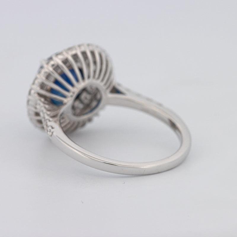 4.14 CT Round Blue Sapphire Pave Ring - ZIZOV DIAMONDS
