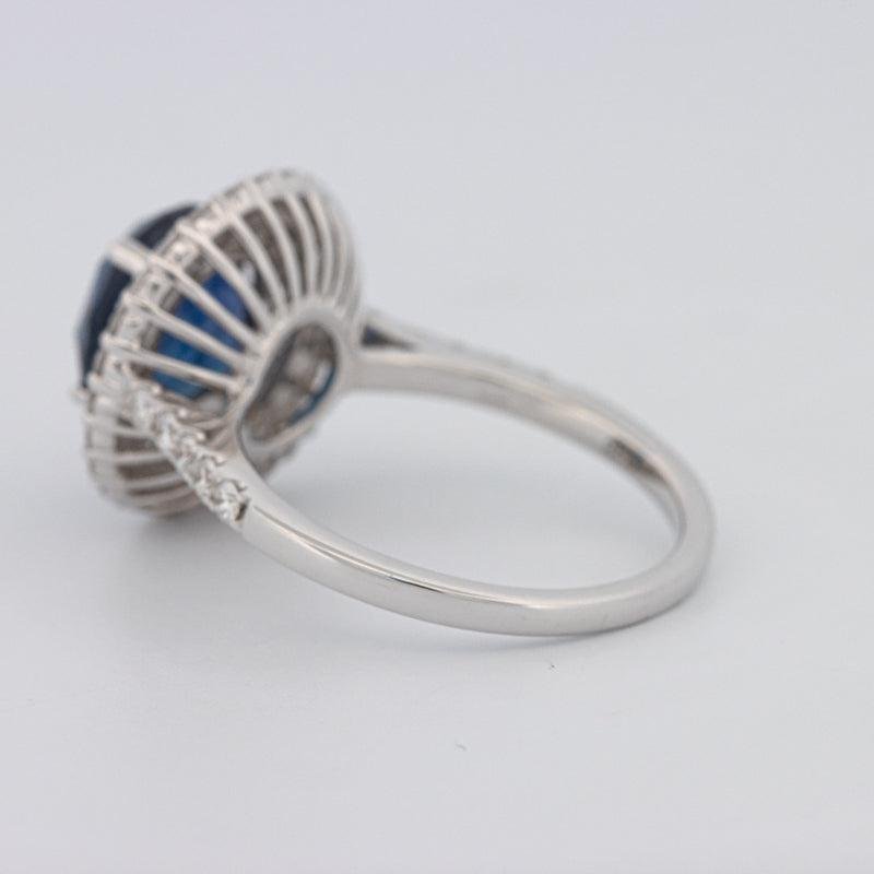 4.14 CT Round Blue Sapphire Pave Ring - ZIZOV DIAMONDS