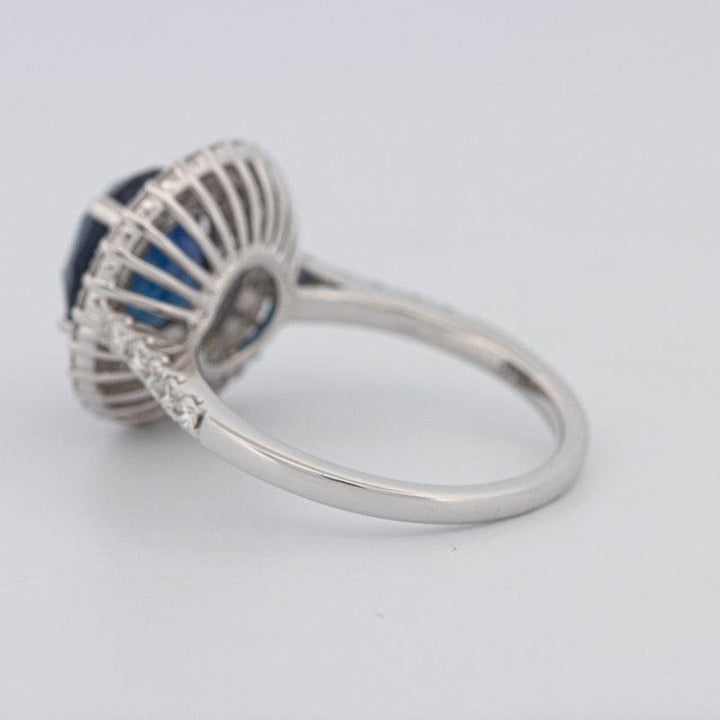 4.14 CT Round Blue Sapphire Pave Ring - ZIZOV DIAMONDS