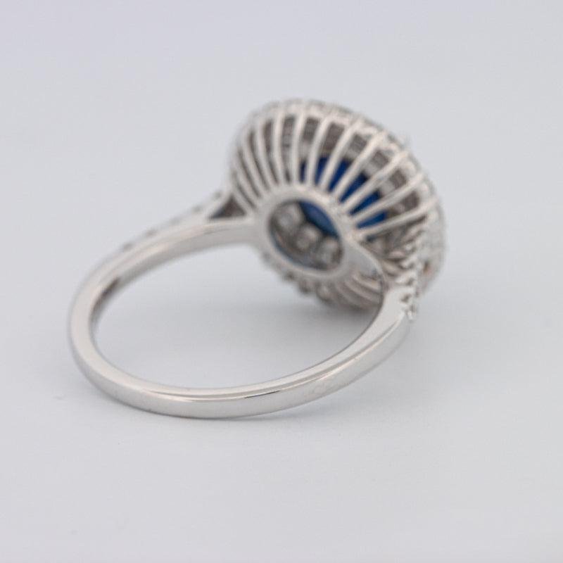 4.14 CT Round Blue Sapphire Pave Ring - ZIZOV DIAMONDS
