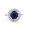 4.14 CT Round Blue Sapphire Pave Ring - ZIZOV DIAMONDS