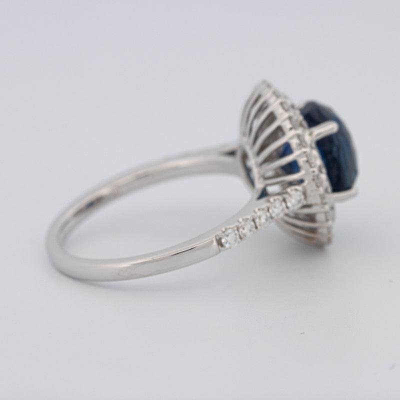 4.14 CT Round Blue Sapphire Pave Ring - ZIZOV DIAMONDS