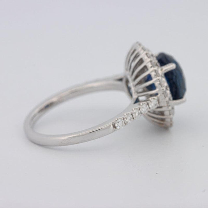 4.14 CT Round Blue Sapphire Pave Ring - ZIZOV DIAMONDS