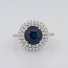 4.14 CT Round Blue Sapphire Pave Ring - ZIZOV DIAMONDS