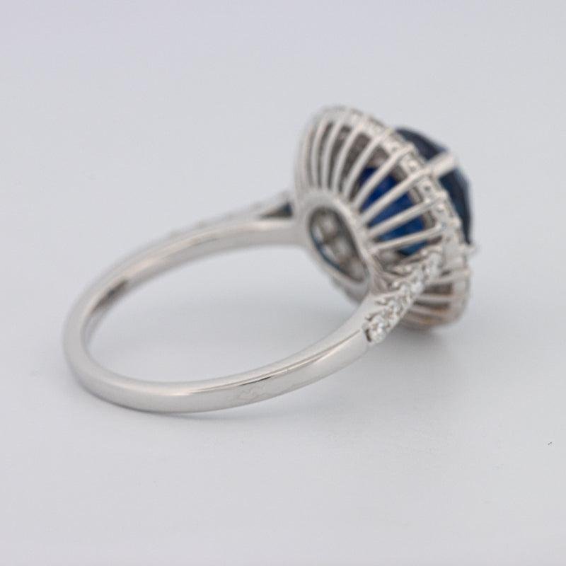 4.14 CT Round Blue Sapphire Pave Ring - ZIZOV DIAMONDS