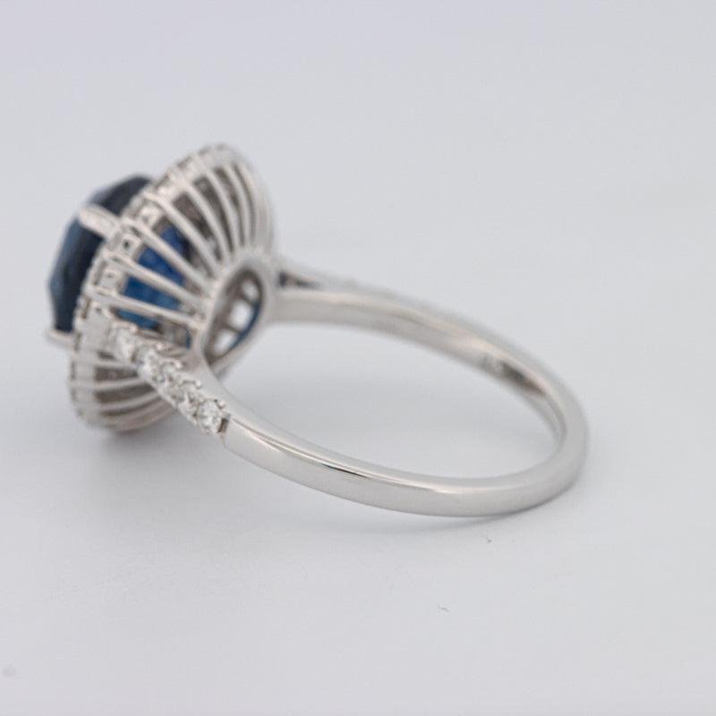 4.14 CT Round Blue Sapphire Pave Ring - ZIZOV DIAMONDS