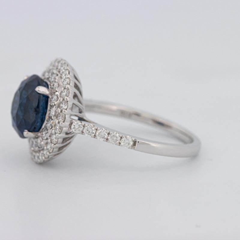 4.14 CT Round Blue Sapphire Pave Ring - ZIZOV DIAMONDS