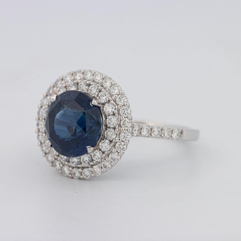 4.14 CT Round Blue Sapphire Pave Ring - ZIZOV DIAMONDS