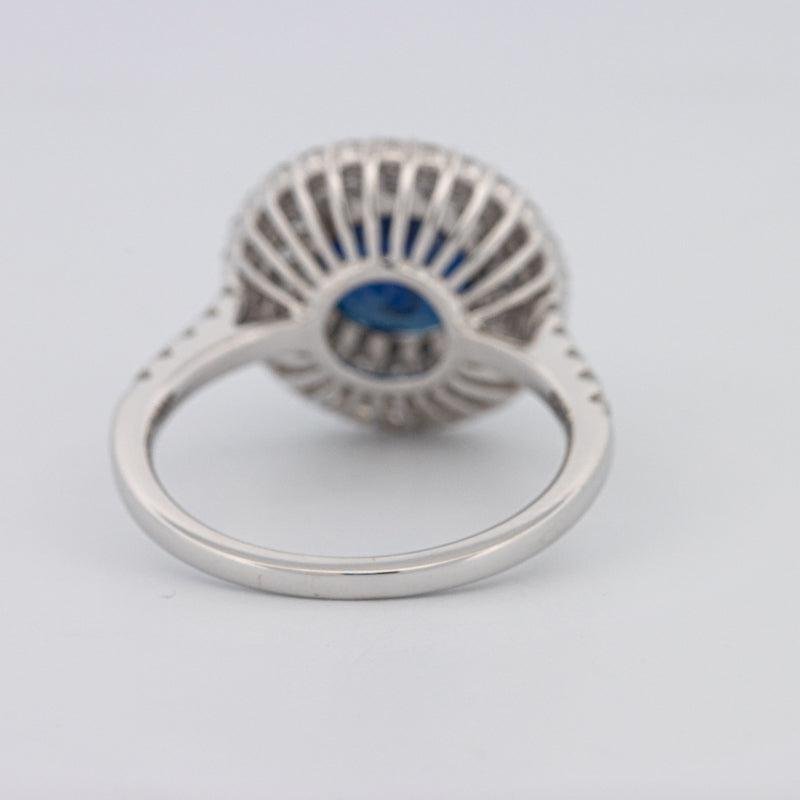 4.14 CT Round Blue Sapphire Pave Ring - ZIZOV DIAMONDS