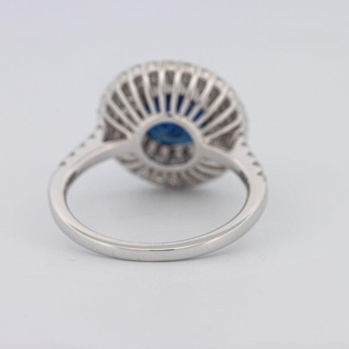 4.14 CT Round Blue Sapphire Pave Ring - ZIZOV DIAMONDS