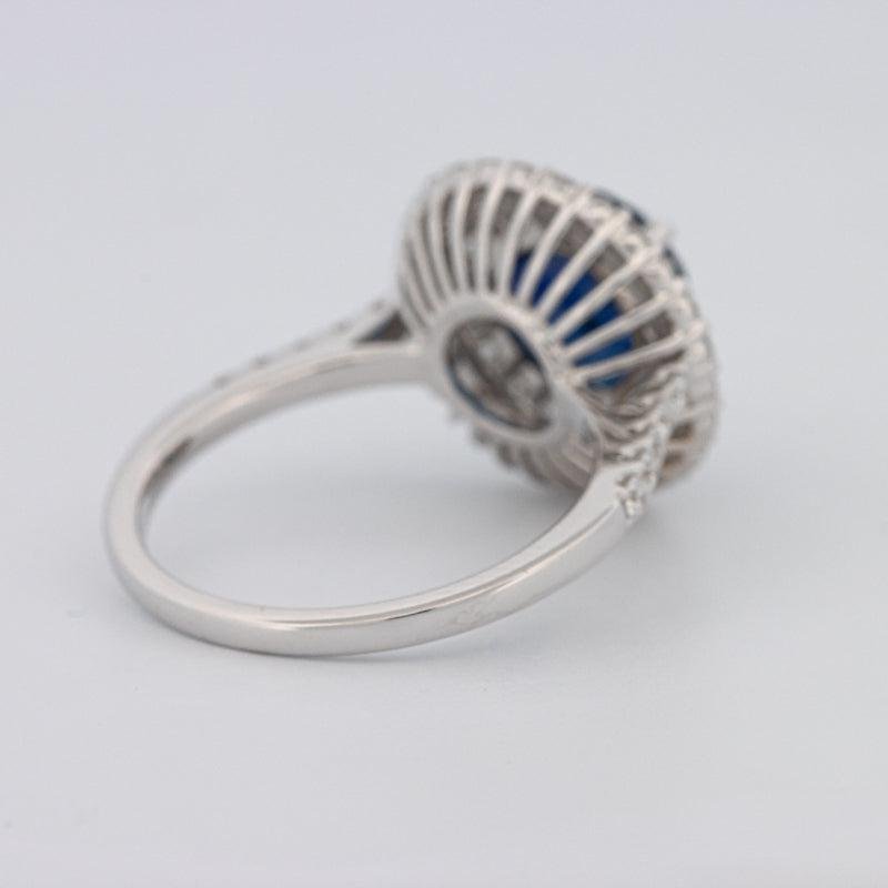 4.14 CT Round Blue Sapphire Pave Ring - ZIZOV DIAMONDS