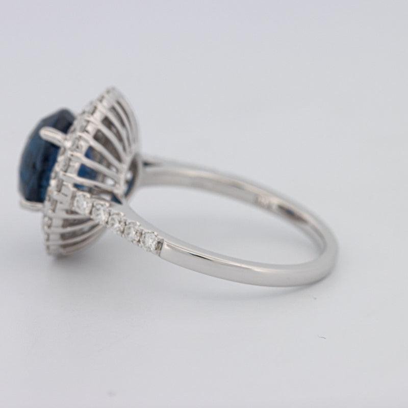 4.14 CT Round Blue Sapphire Pave Ring - ZIZOV DIAMONDS