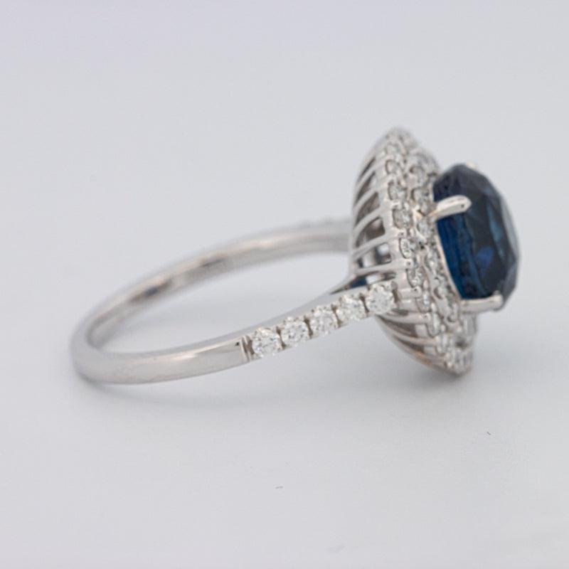 4.14 CT Round Blue Sapphire Pave Ring - ZIZOV DIAMONDS