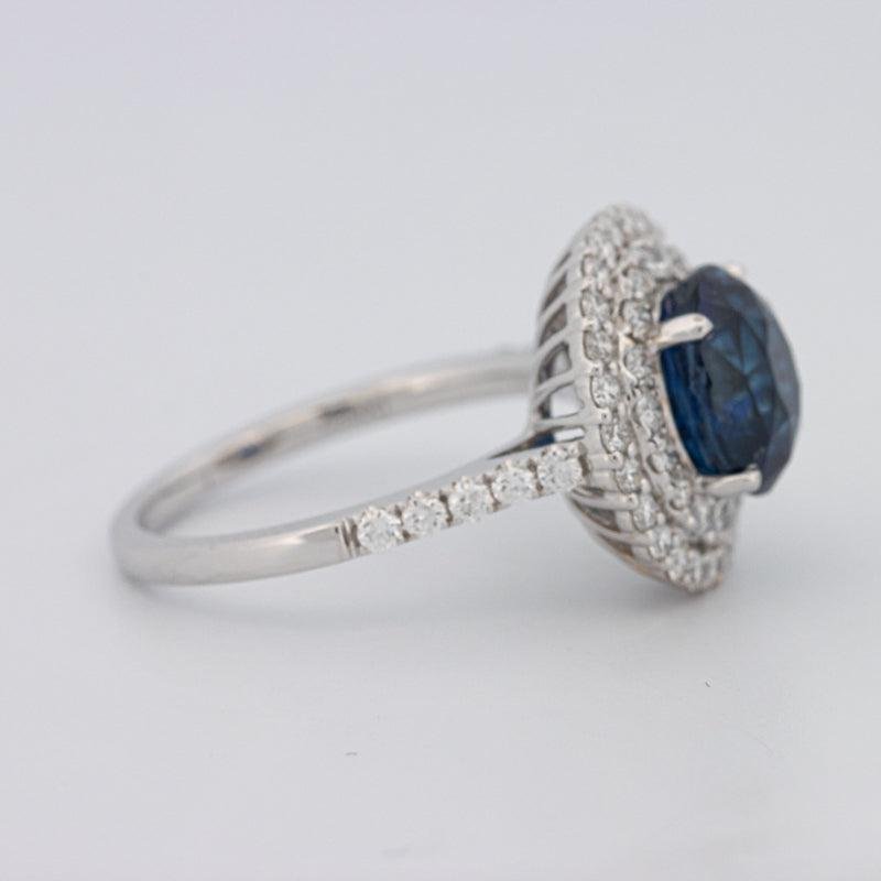 4.14 CT Round Blue Sapphire Pave Ring - ZIZOV DIAMONDS