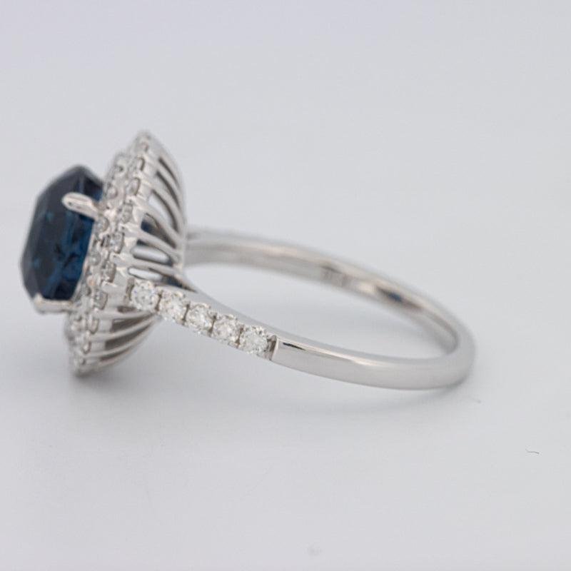 4.14 CT Round Blue Sapphire Pave Ring - ZIZOV DIAMONDS