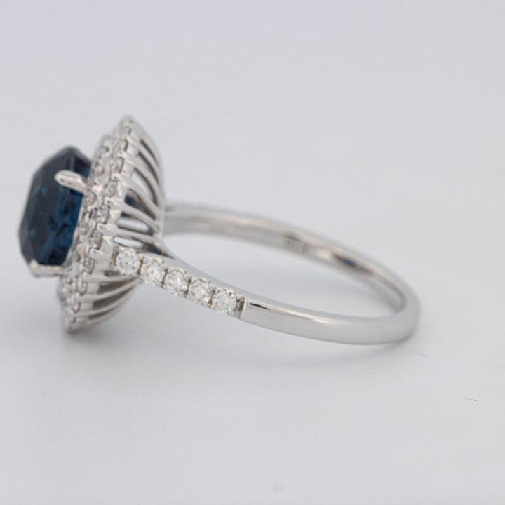 4.14 CT Round Blue Sapphire Pave Ring - ZIZOV DIAMONDS