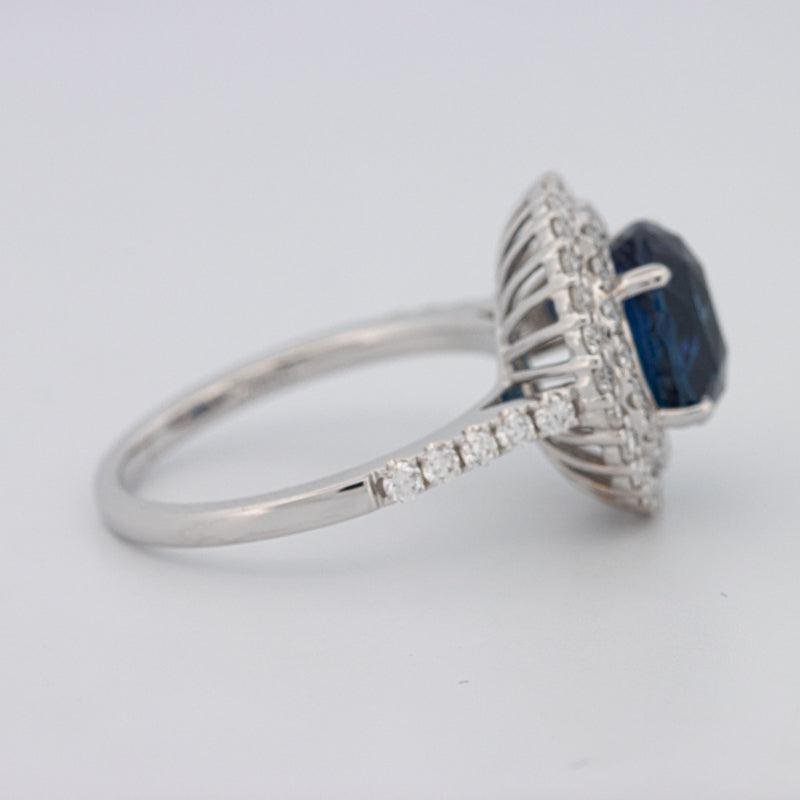 4.14 CT Round Blue Sapphire Pave Ring - ZIZOV DIAMONDS