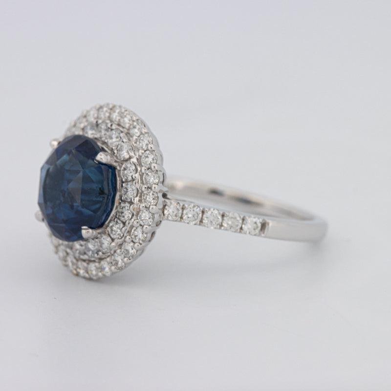 4.14 CT Round Blue Sapphire Pave Ring - ZIZOV DIAMONDS