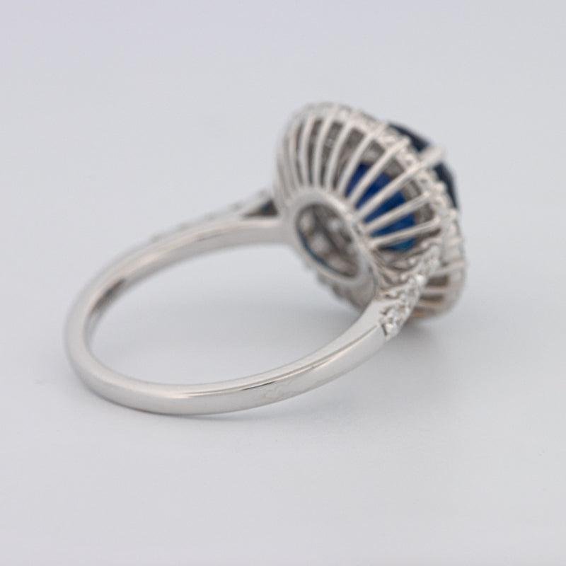 4.14 CT Round Blue Sapphire Pave Ring - ZIZOV DIAMONDS