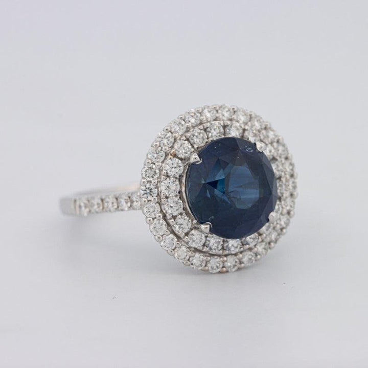 4.14 CT Round Blue Sapphire Pave Ring - ZIZOV DIAMONDS
