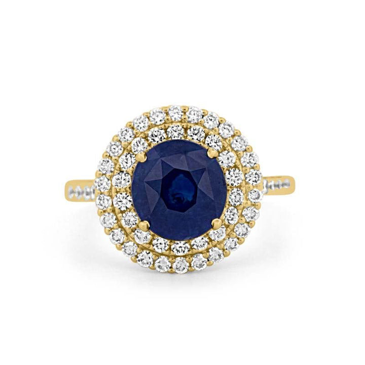 4.14 CT Round Blue Sapphire Pave Ring - ZIZOV DIAMONDS