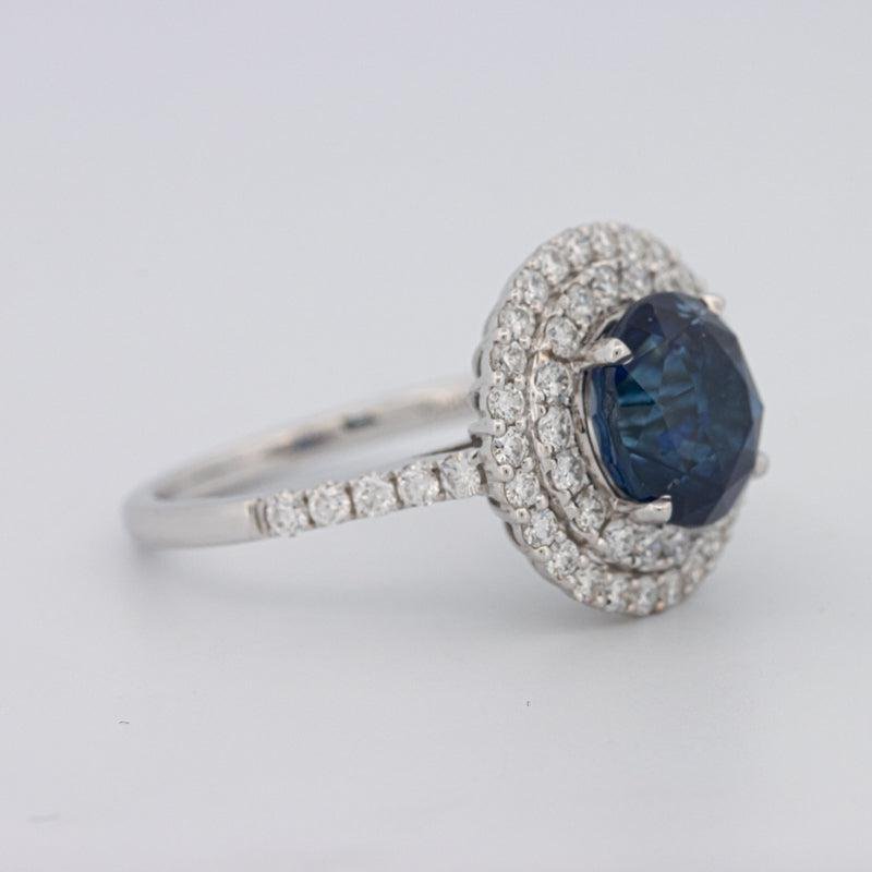 4.14 CT Round Blue Sapphire Pave Ring - ZIZOV DIAMONDS